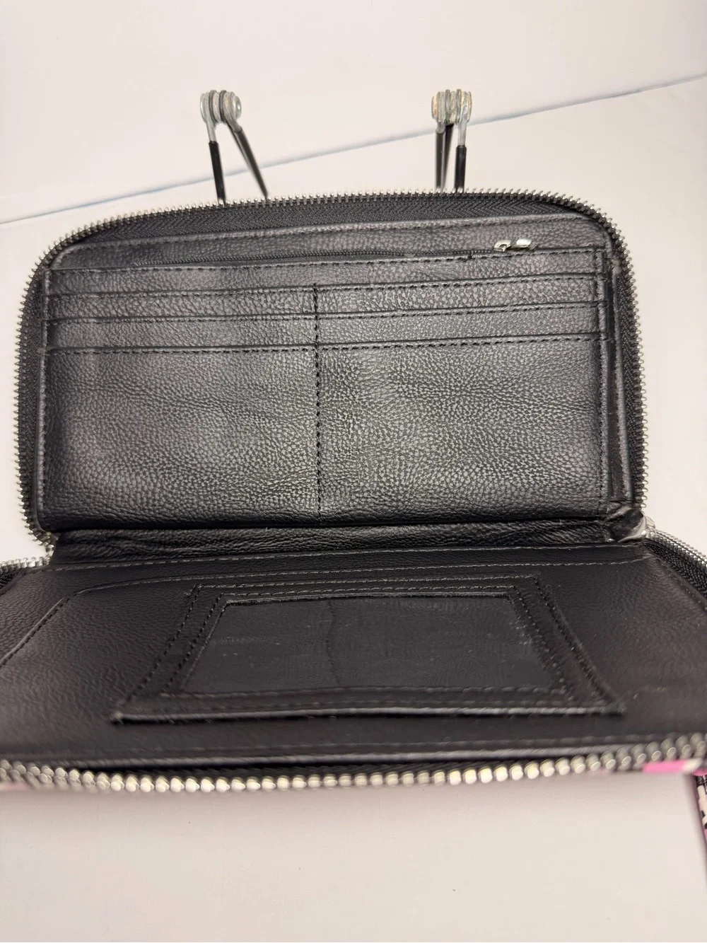 Betsey Johnson Pink & Black Leopard Print Zip-Around Wristlet Wallet